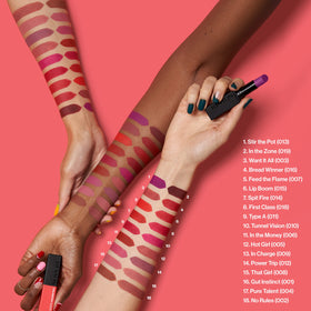 REVLON ColorStay Suede Ink Lipstick 018 First Class with makeup accessories