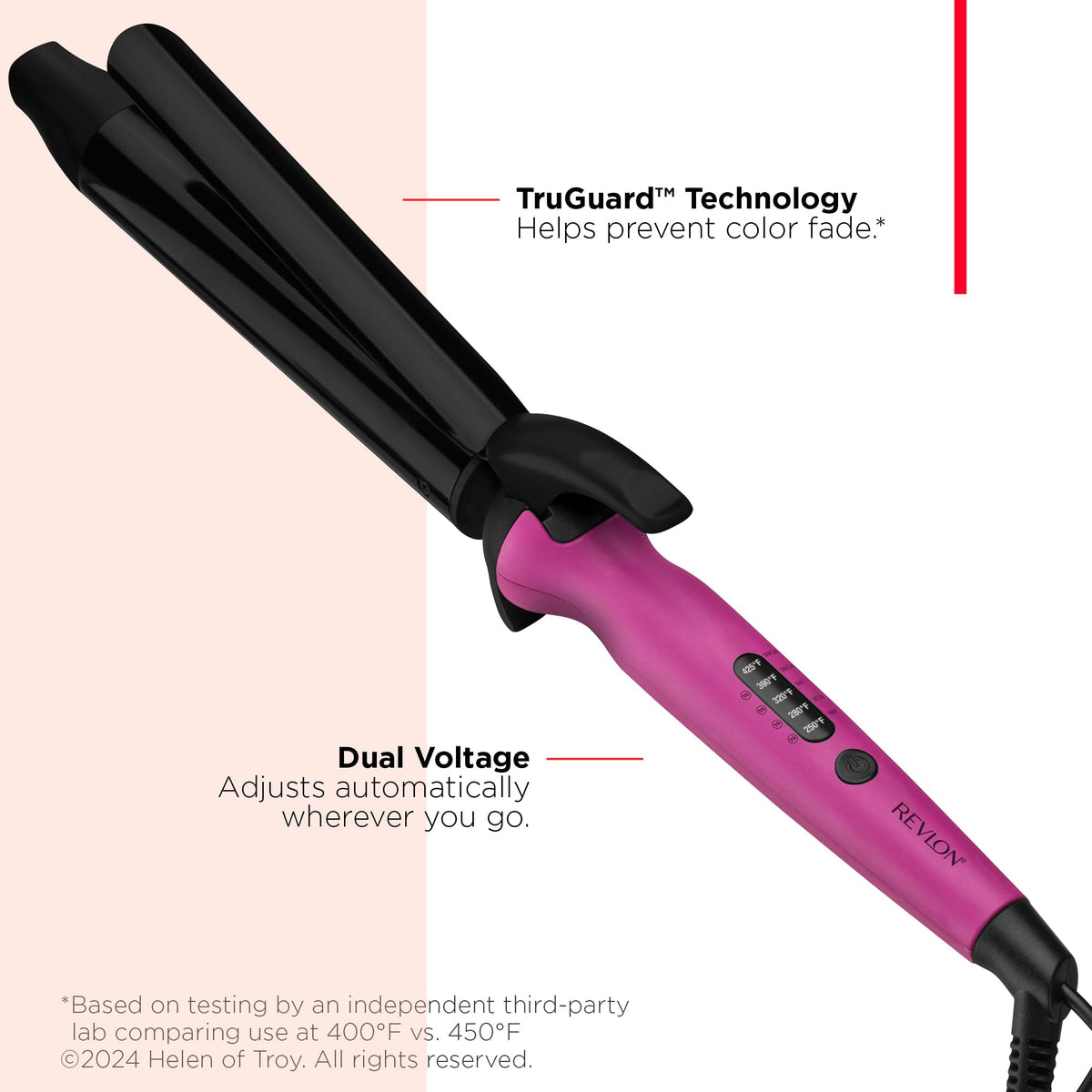 REVLON Easy Heat Precision Curling Iron in use on long hair