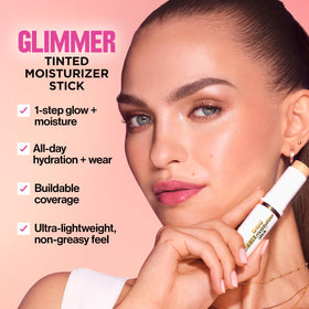 REVLON Glimmer Tinted Moisturizer Stick 140 Medium applied on model