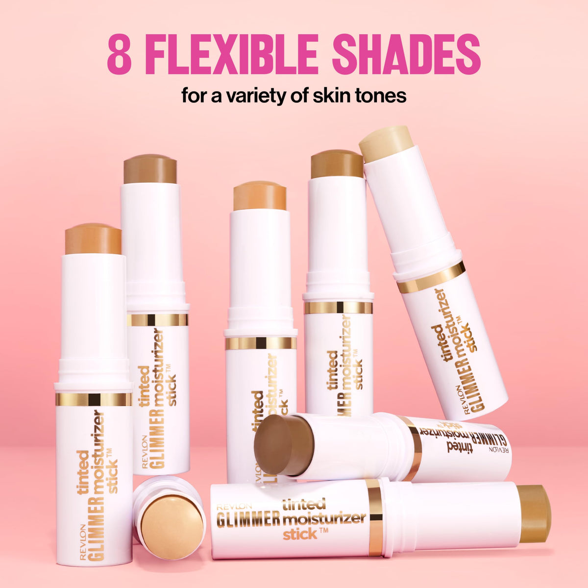 REVLON Glimmer Tinted Moisturizer Stick 150 Medium-Deep with other makeup products