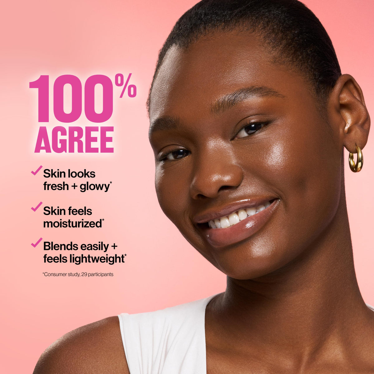 REVLON Glimmer Tinted Moisturizer Stick 160 Medium Deep applied to the face