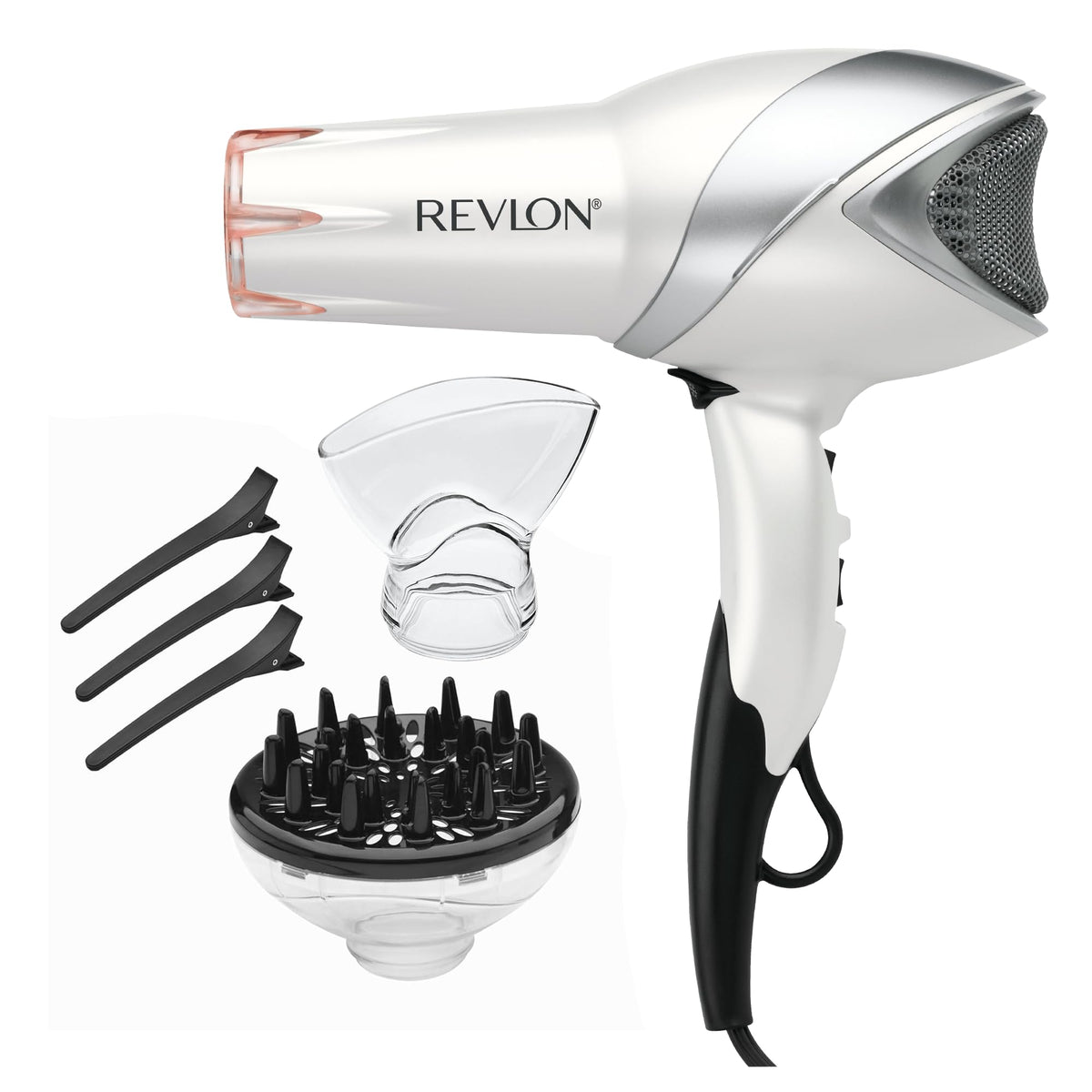 REVLON Infrared Ionic Hair Dryer front view in white