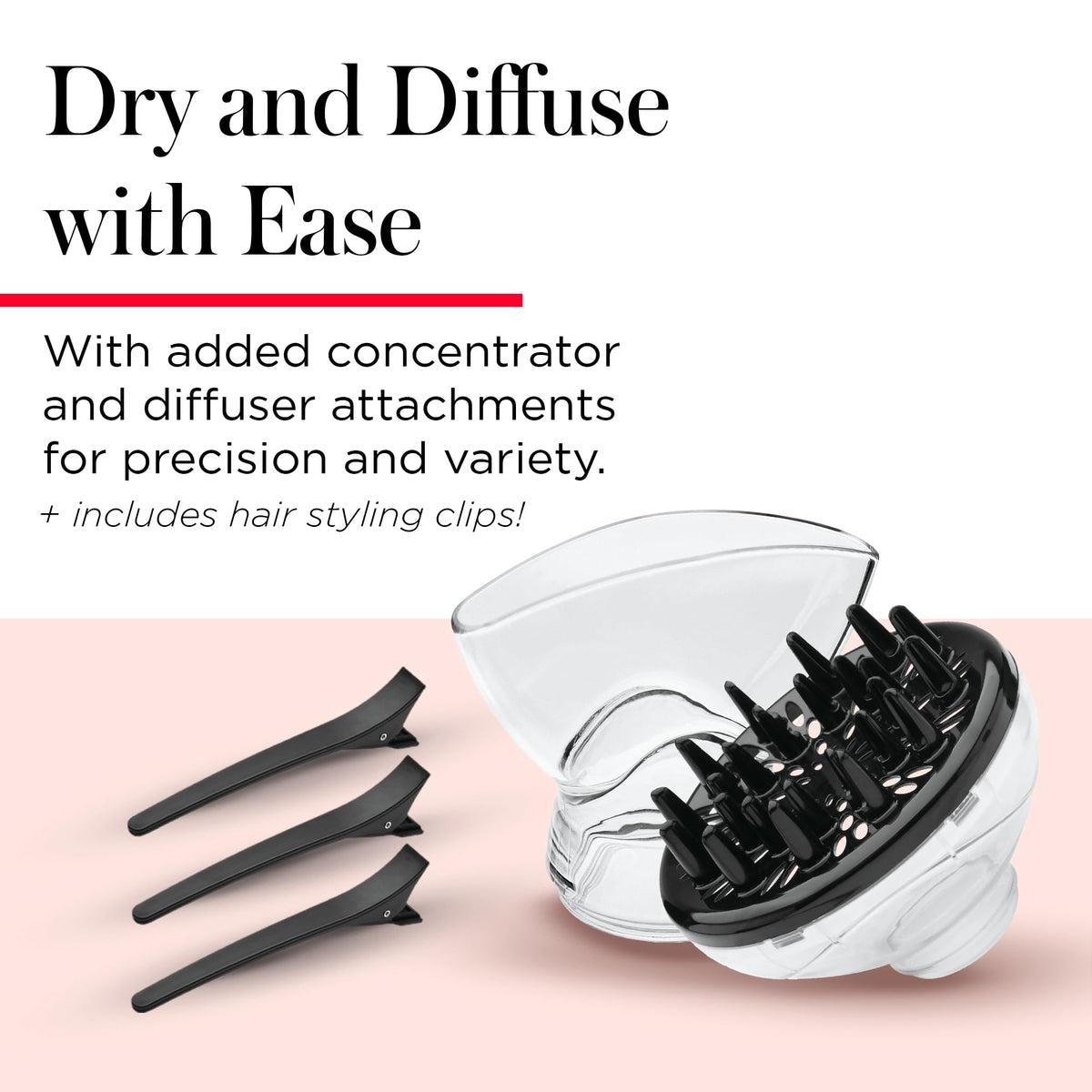 REVLON Infrared Ionic Hair Dryer with concentrator attachment