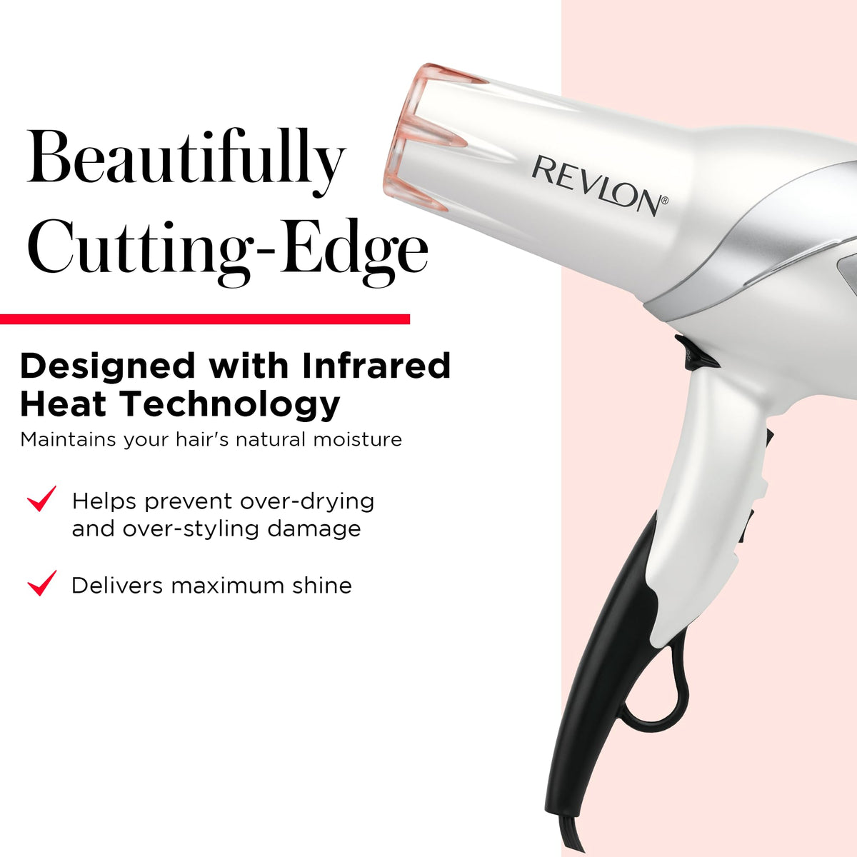 REVLON Infrared Ionic Hair Dryer with diffuser attachment