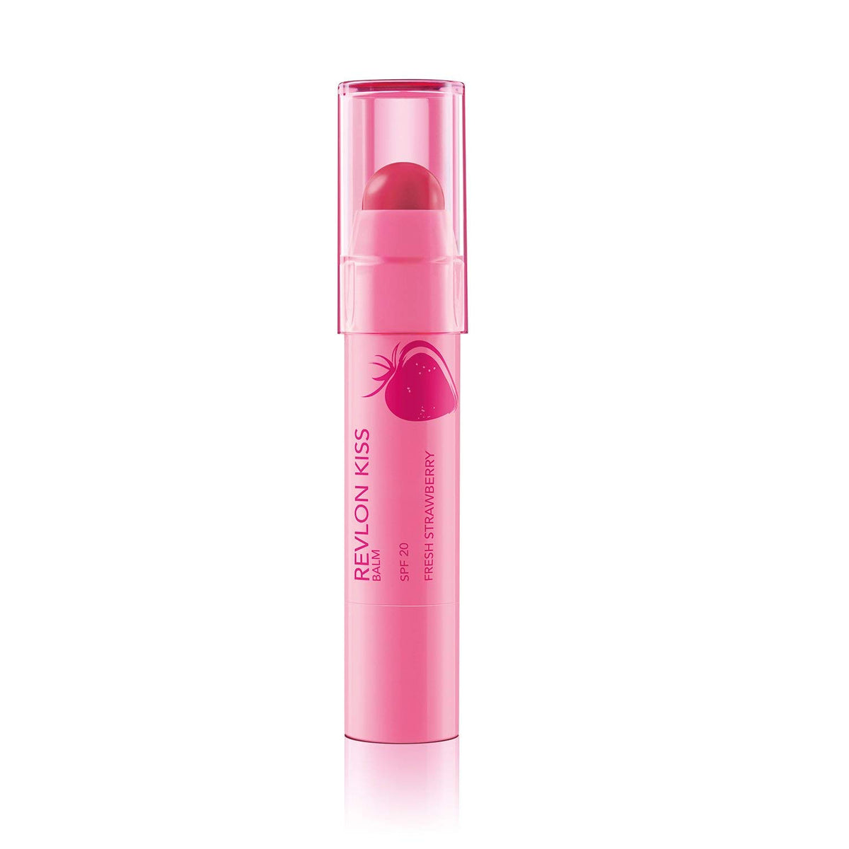 REVLON Kiss Balm Fresh Strawberry in hand for scale