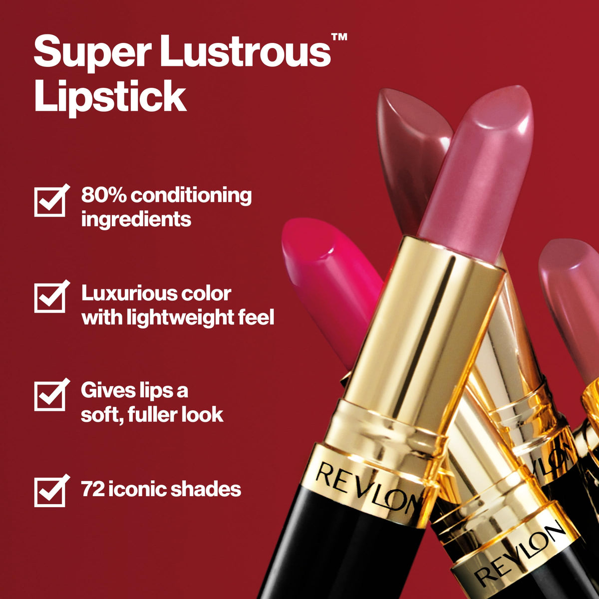 REVLON lipstick in 535 Rum Raisin on a white background