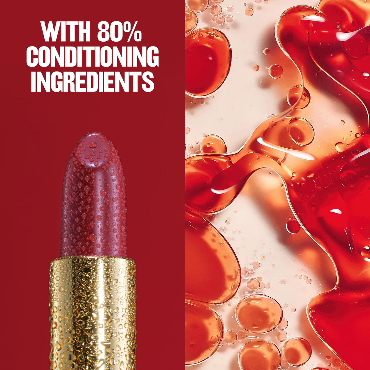 REVLON lipstick in 805 Candied Rose with a soft focus background