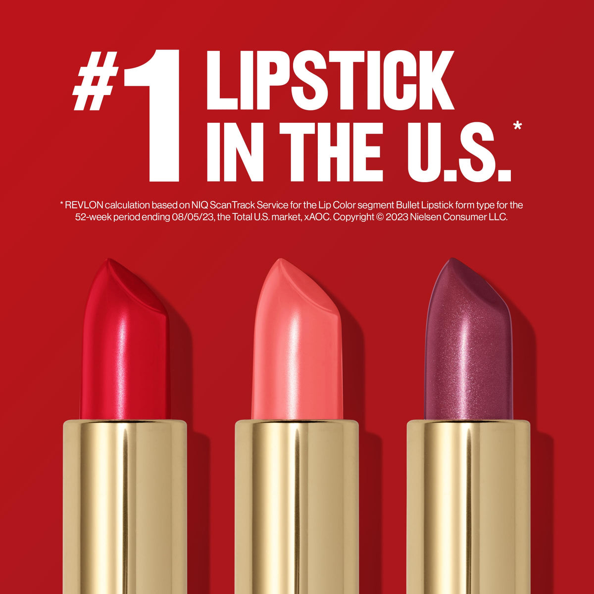 REVLON lipstick in 810 Uncut Ruby with a glossy finish