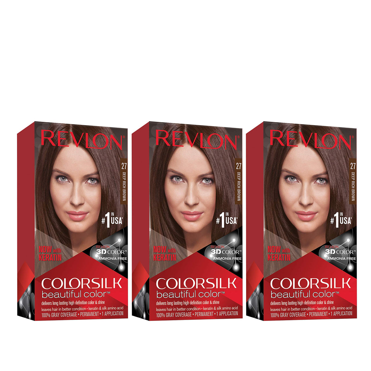 REVLON Permanent Hair Color 27 Deep Rich Brown packaging front view