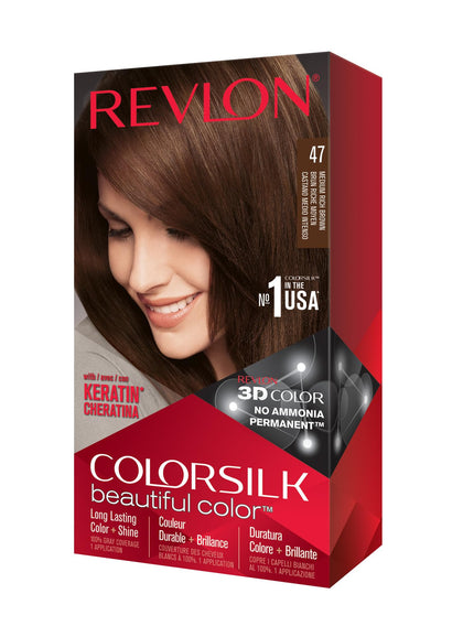 REVLON Permanent Hair Color 47 Medium Rich Brown packaging front view