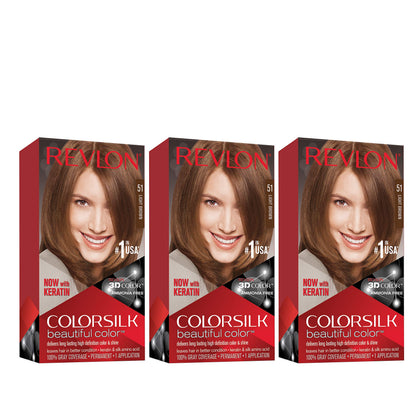 REVLON Permanent Hair Color 51 Light Brown 3-Pack front view