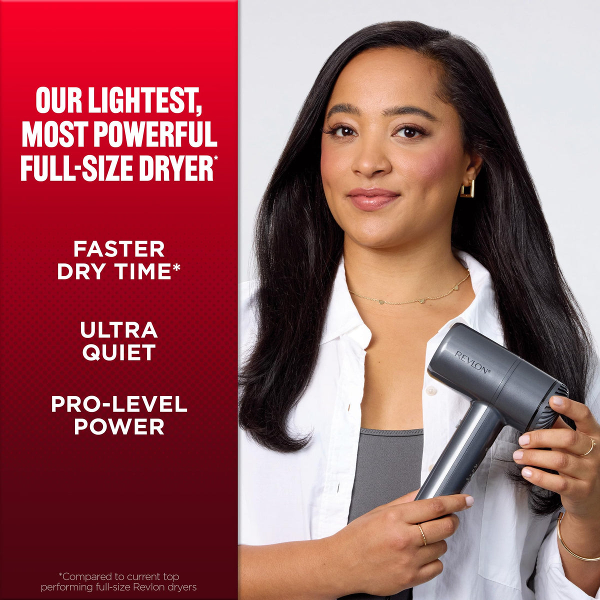 REVLON PowerMove Hair Dryer side view showing lightweight design