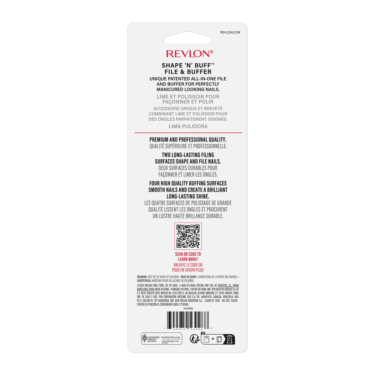 REVLON Shape 'N' Buff Nail Buffer Block with packaging