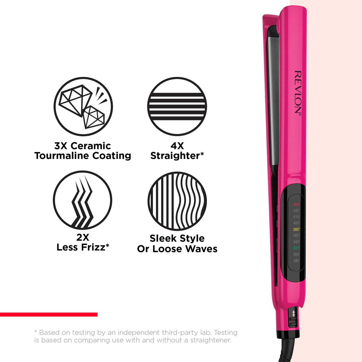REVLON Smooth Brilliance Ceramic Hair Flat Iron in use on hair