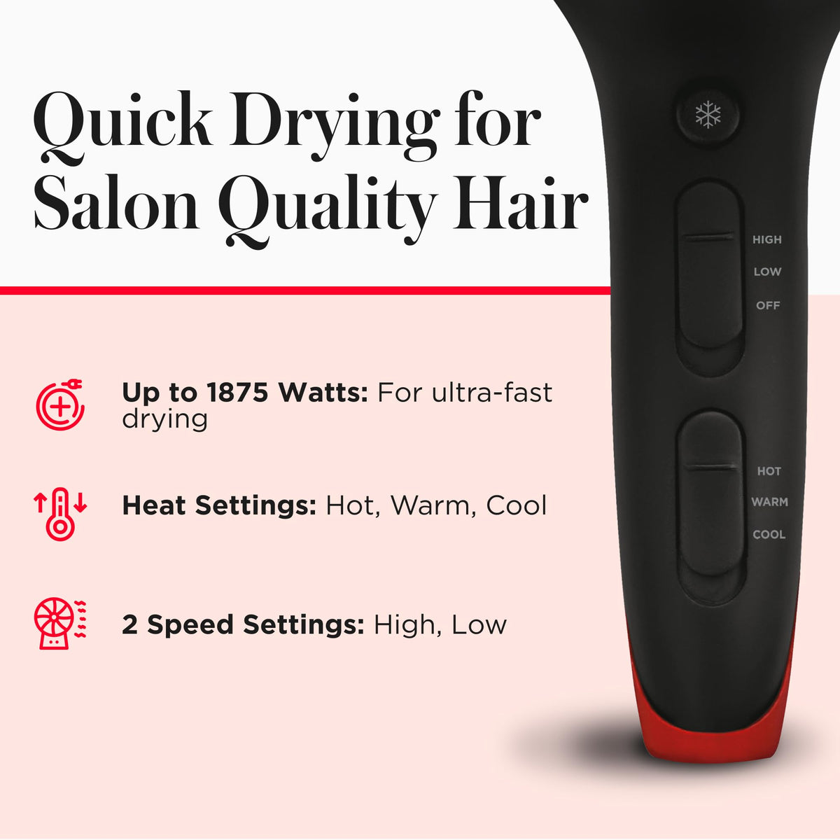 REVLON SmoothStay Hair Dryer in lifestyle setting on bathroom counter