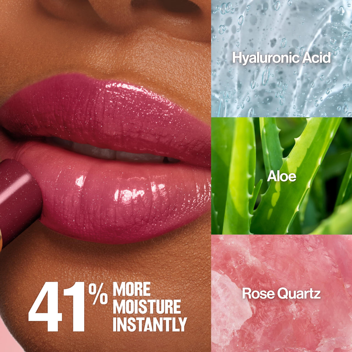 REVLON Super Lustrous Glass Shine Balm Cherry Luster applied on lips