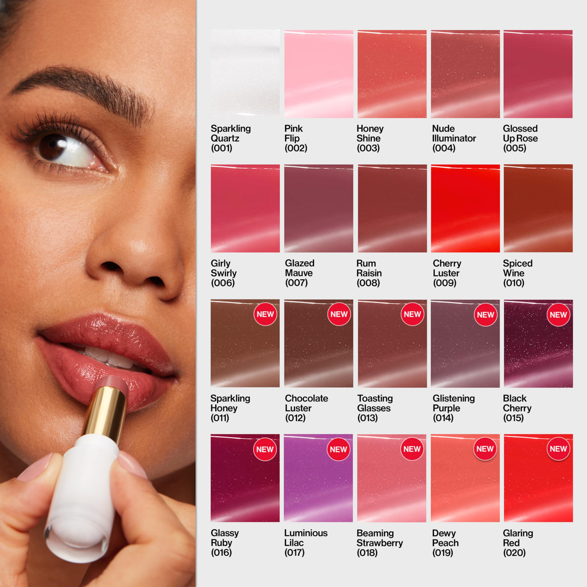 REVLON Super Lustrous Glass Shine Balm Cherry Luster in beauty setup