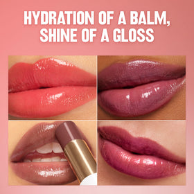 REVLON Super Lustrous Glass Shine Balm Spiced Wine texture on lips