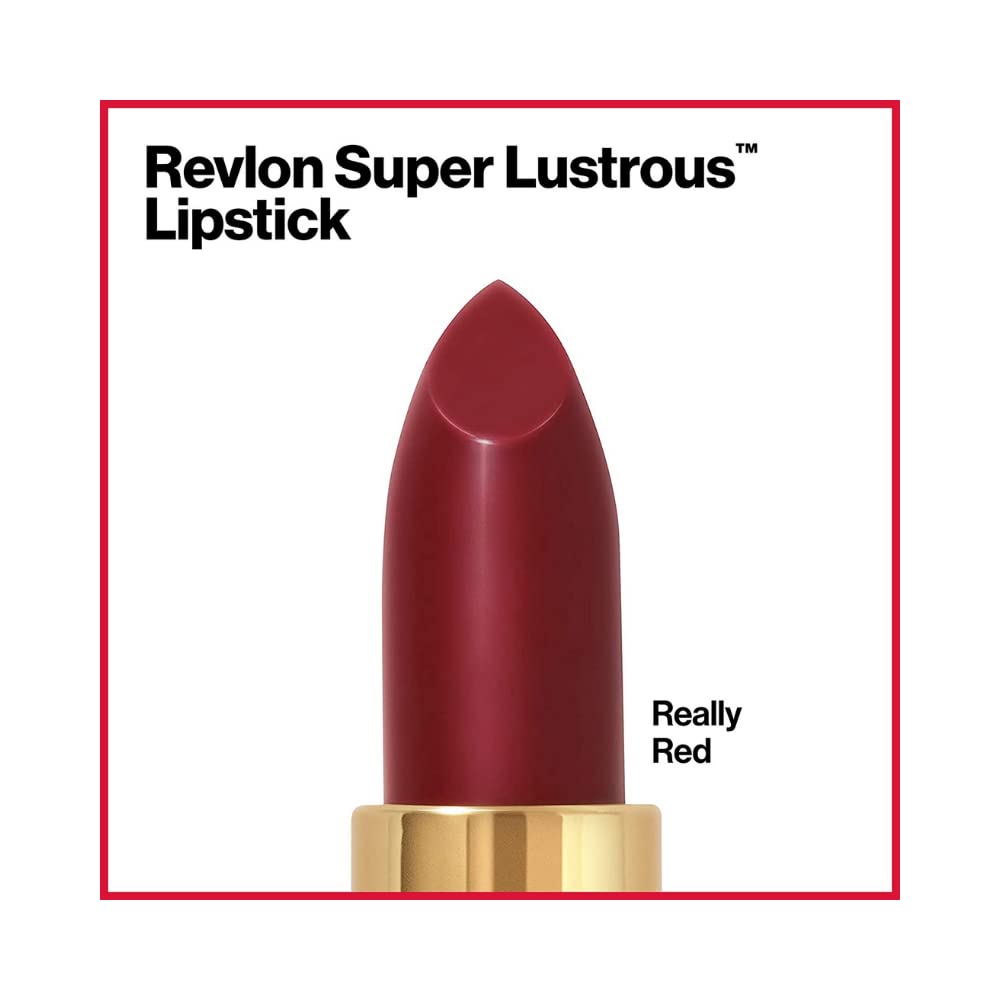 REVLON Super Lustrous Lipstick Really Red on model's lips