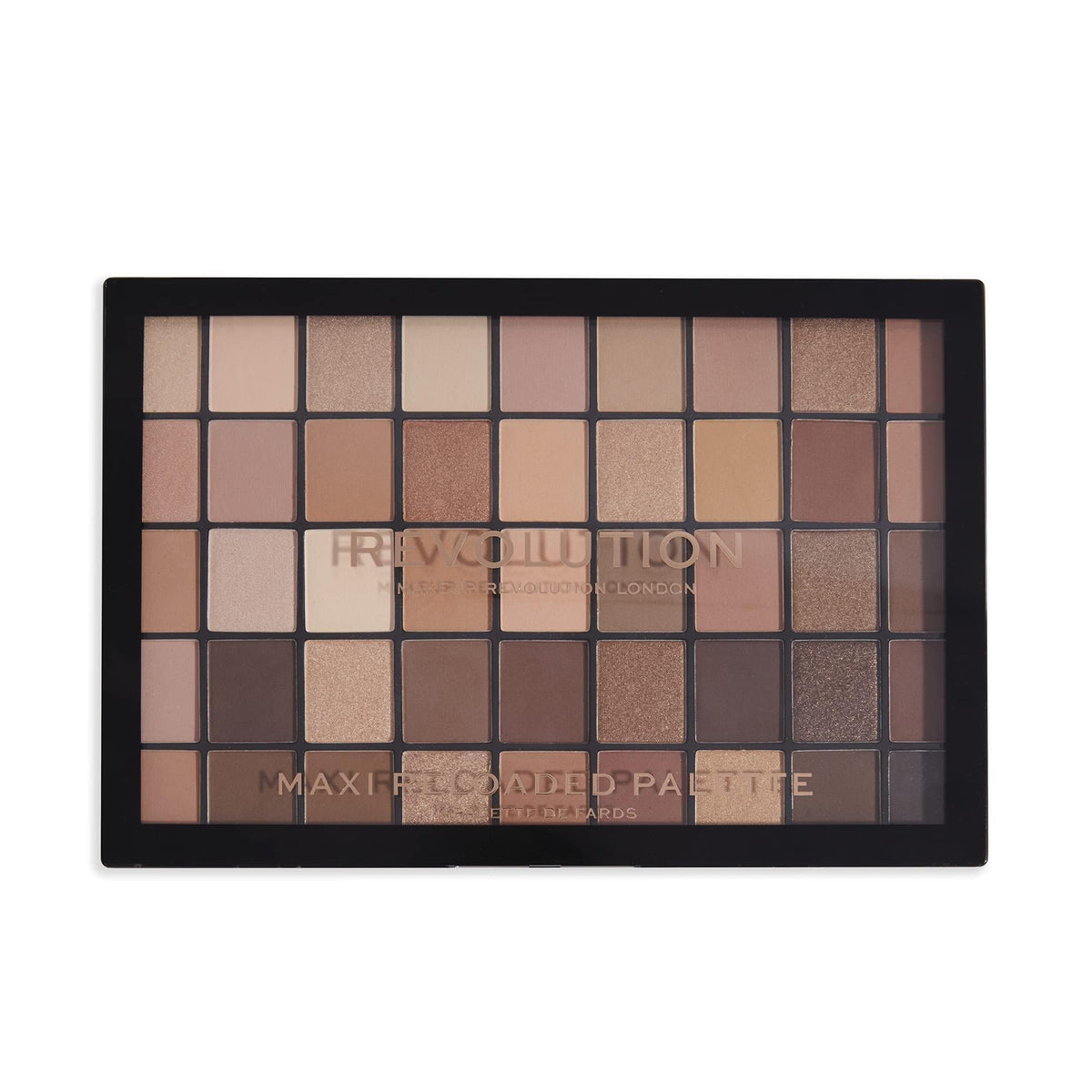 Revolution Maxi Reloaded Eyeshadow Palette packaging with neutral tones
