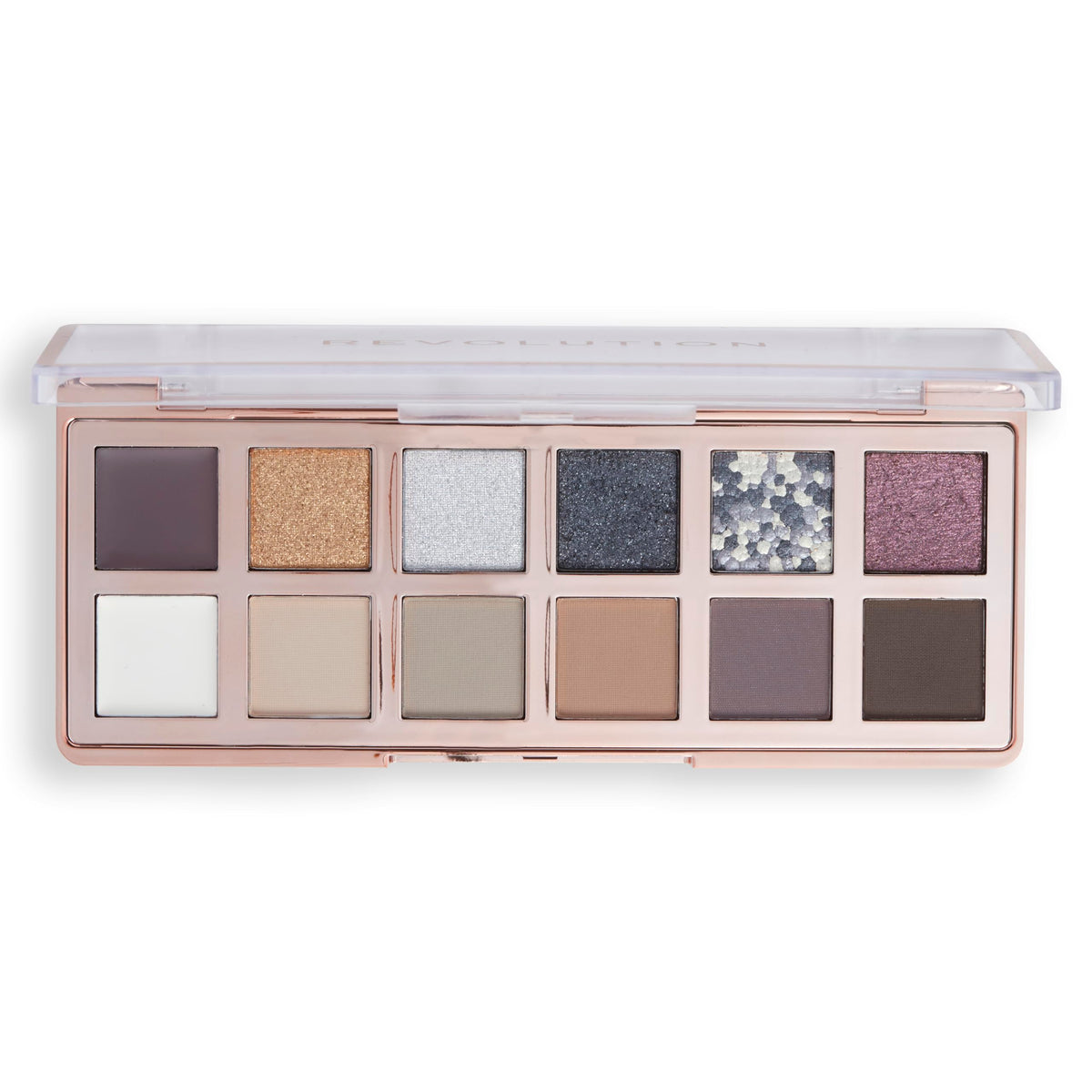 Revolution Smokey Icon Palette front view showcasing 12 shades
