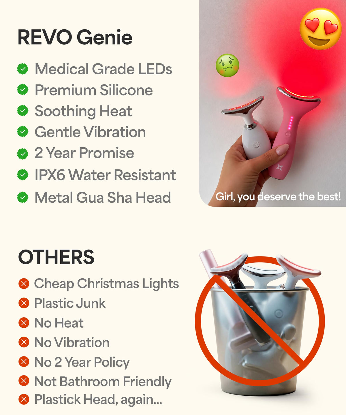 REVOMADIC Genie Facial Massager in use on a woman's face