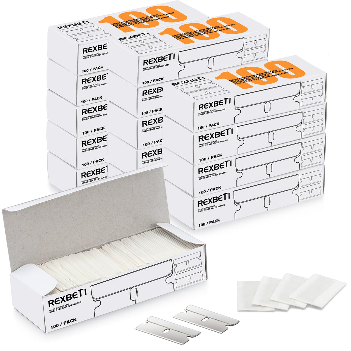 REXBETI 1400-Pack Single Edge Razor Blades front view