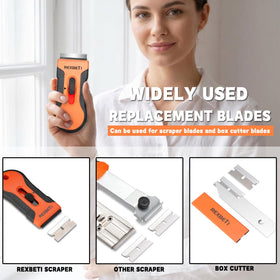 REXBETI razor blades displayed with a safety scraper