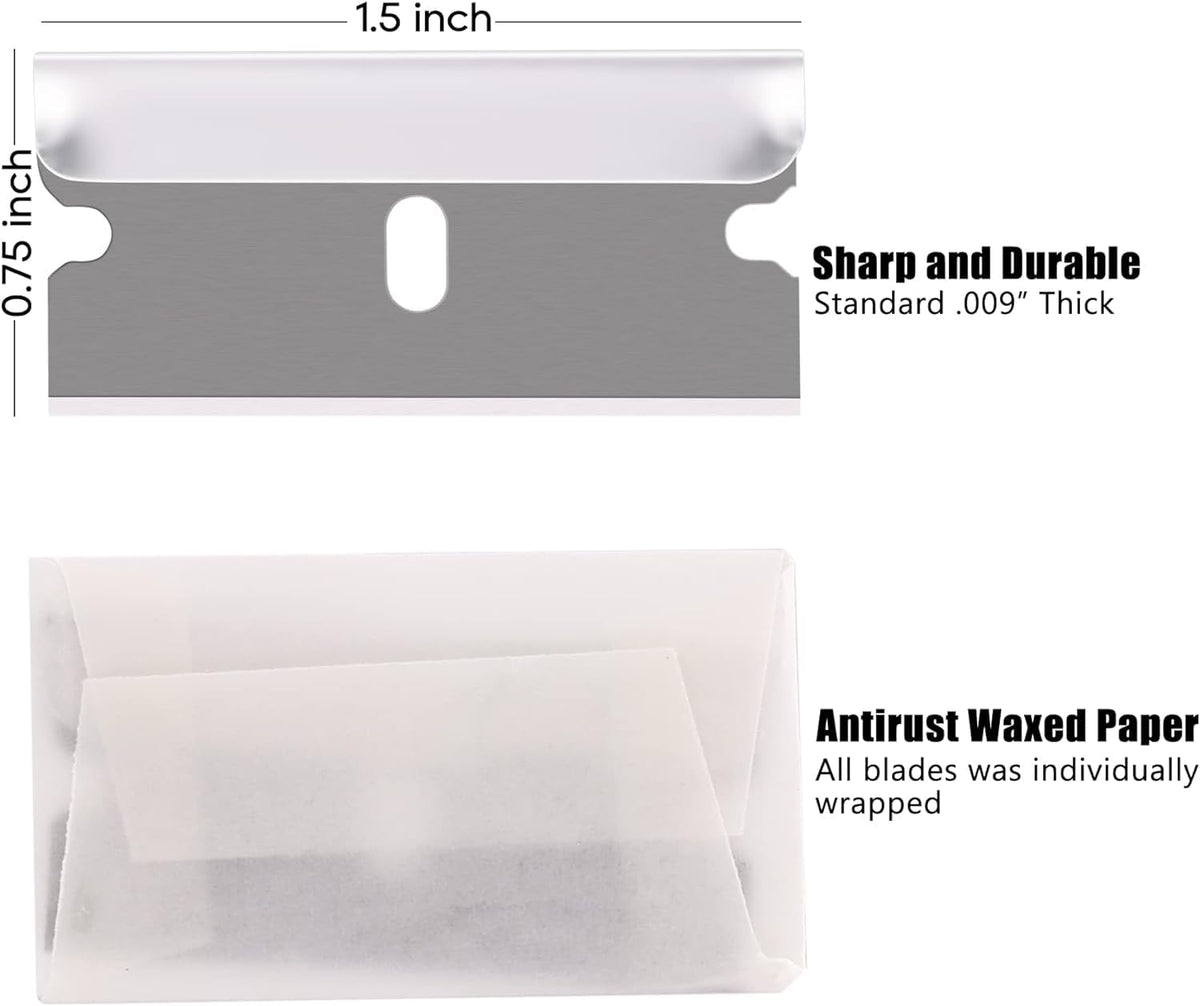 REXBETI razor blades next to a safety scraper