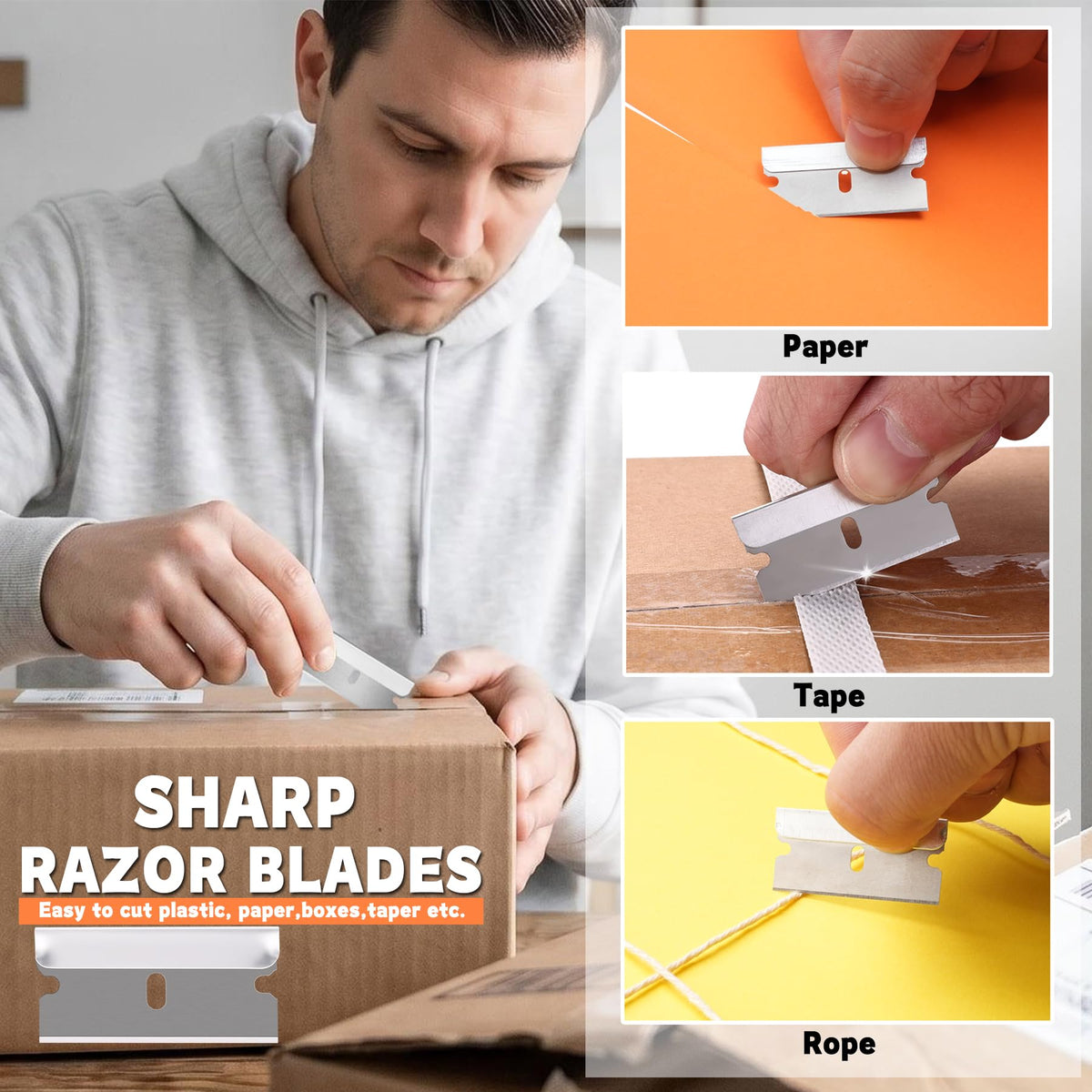 REXBETI single edge razor blades on a cutting surface