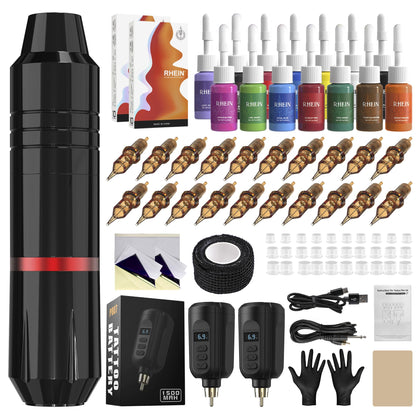RHEIN Tattoo Gun Kit with wireless tattoo machine and accessories