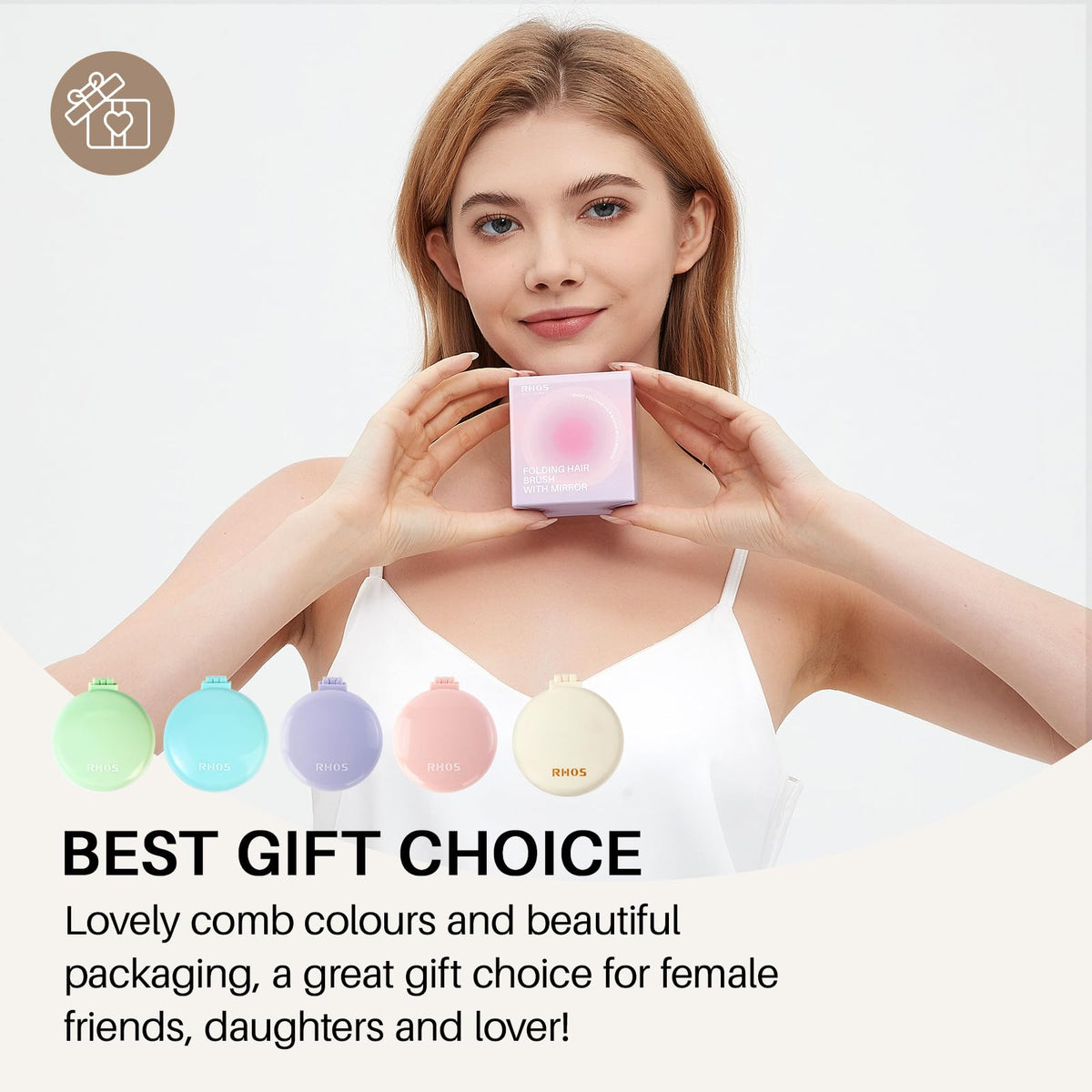 RHOS Compact Foldable Hair Brush beautifully packaged