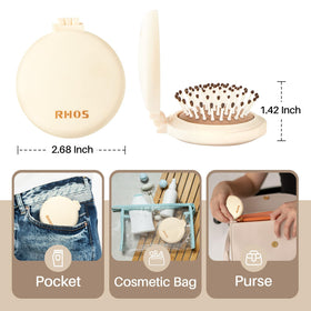 RHOS Compact Foldable Hair Brush closed showing its compact size