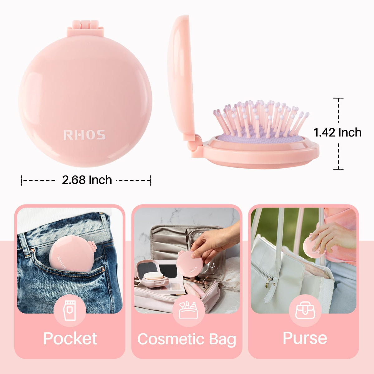 RHOS Folding Brush open showing nylon bristles