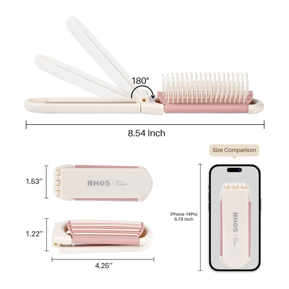 RHOS Folding Brush with Mirror held in hand