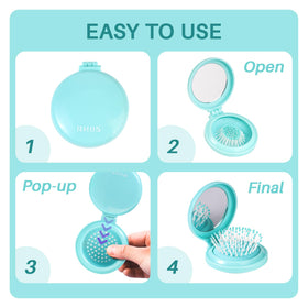RHOS Folding Hair Brush compact size in hand