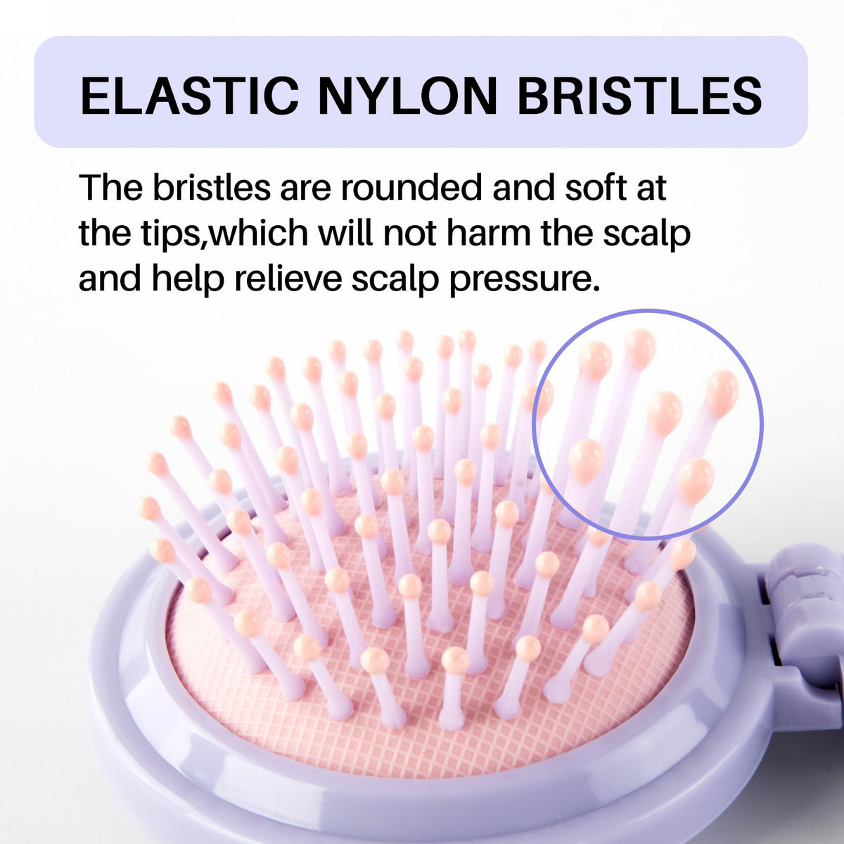 RHOS Hair Brush with Mirror being held in hand
