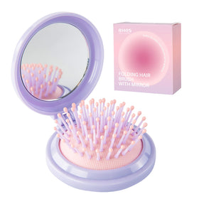RHOS Hair Brush with Mirror front view, purple