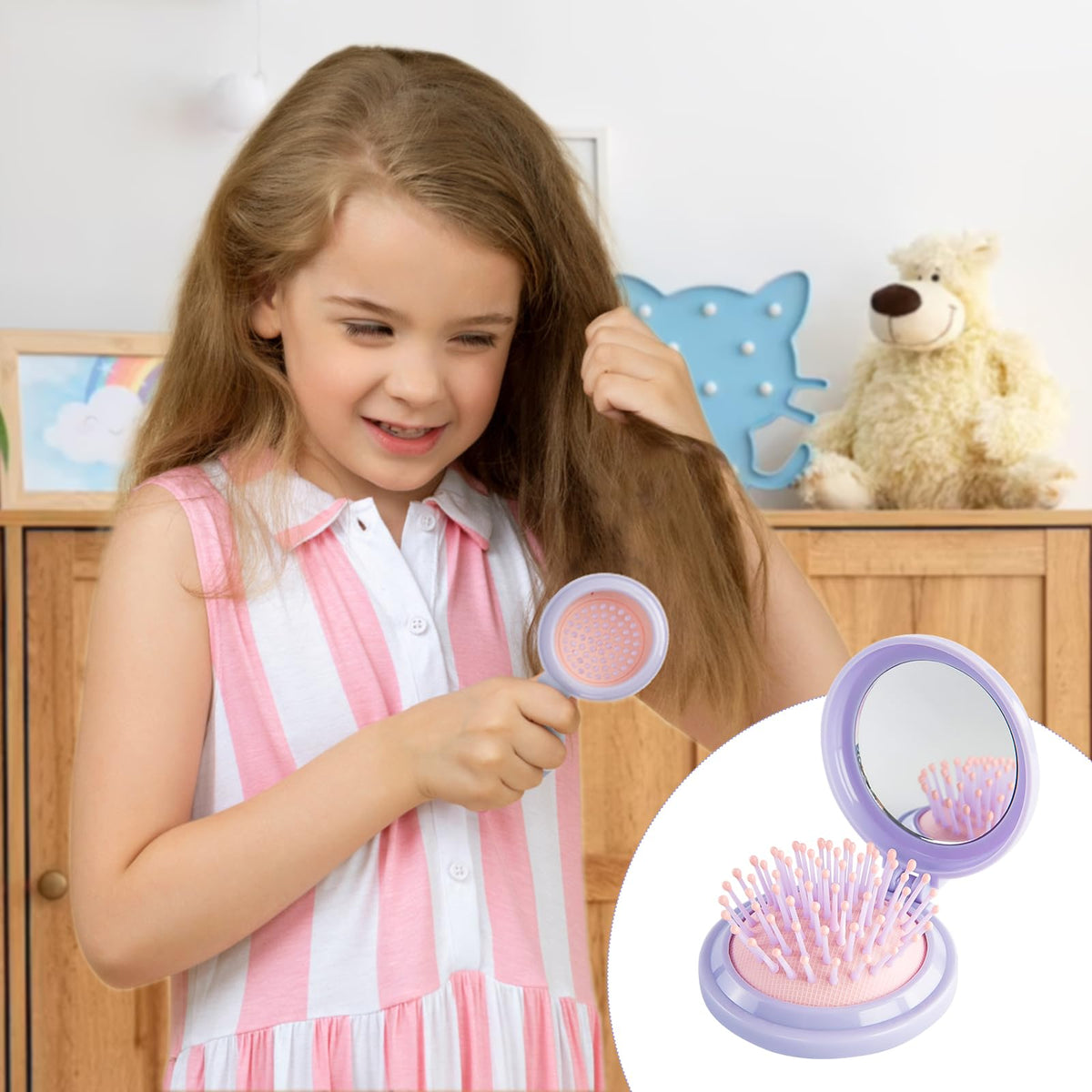 RHOS Hair Brush with Mirror showing packaging