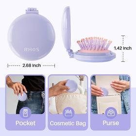 RHOS Hair Brush with Mirror side view, folded