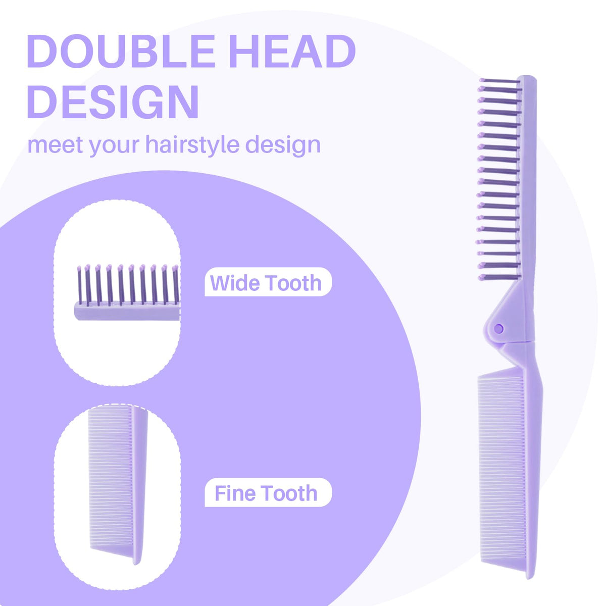RHOS Mini Folding Comb opened showing double head design