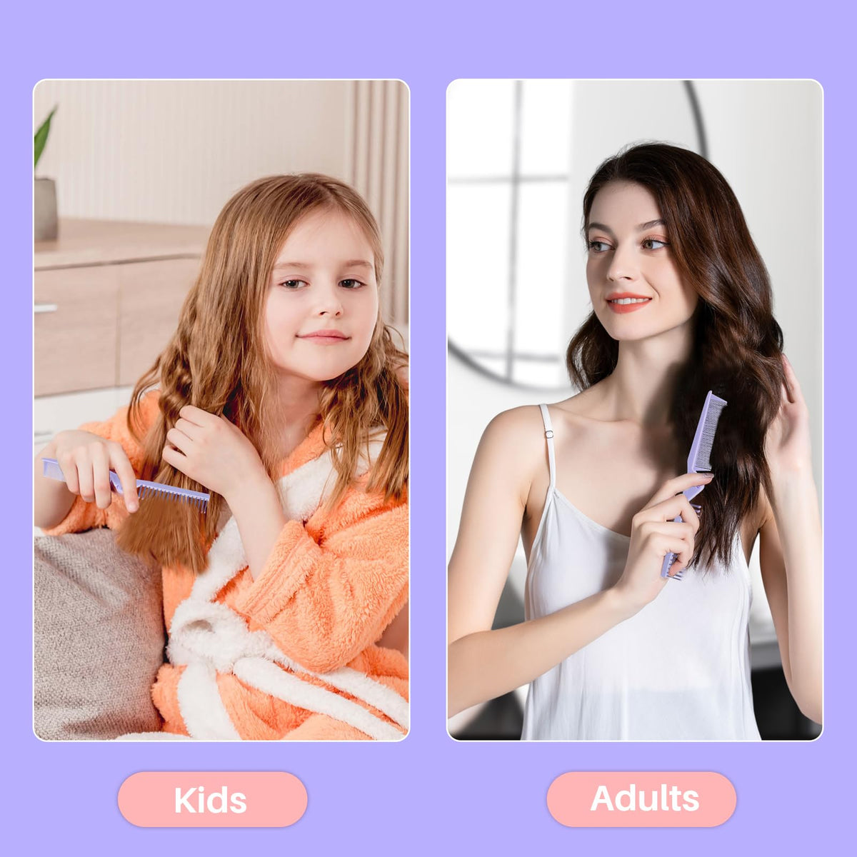 RHOS Mini Folding Comb with coarse and fine teeth side by side