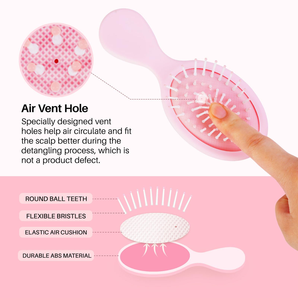 RHOS Mini Hair Brush with flexible comb teeth