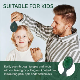 RHOS Mini Hair Brush with flexible comb teeth close-up