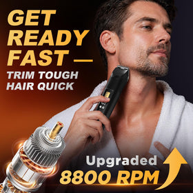 RICAF Beard Trimmer showing sharp stainless-steel blades