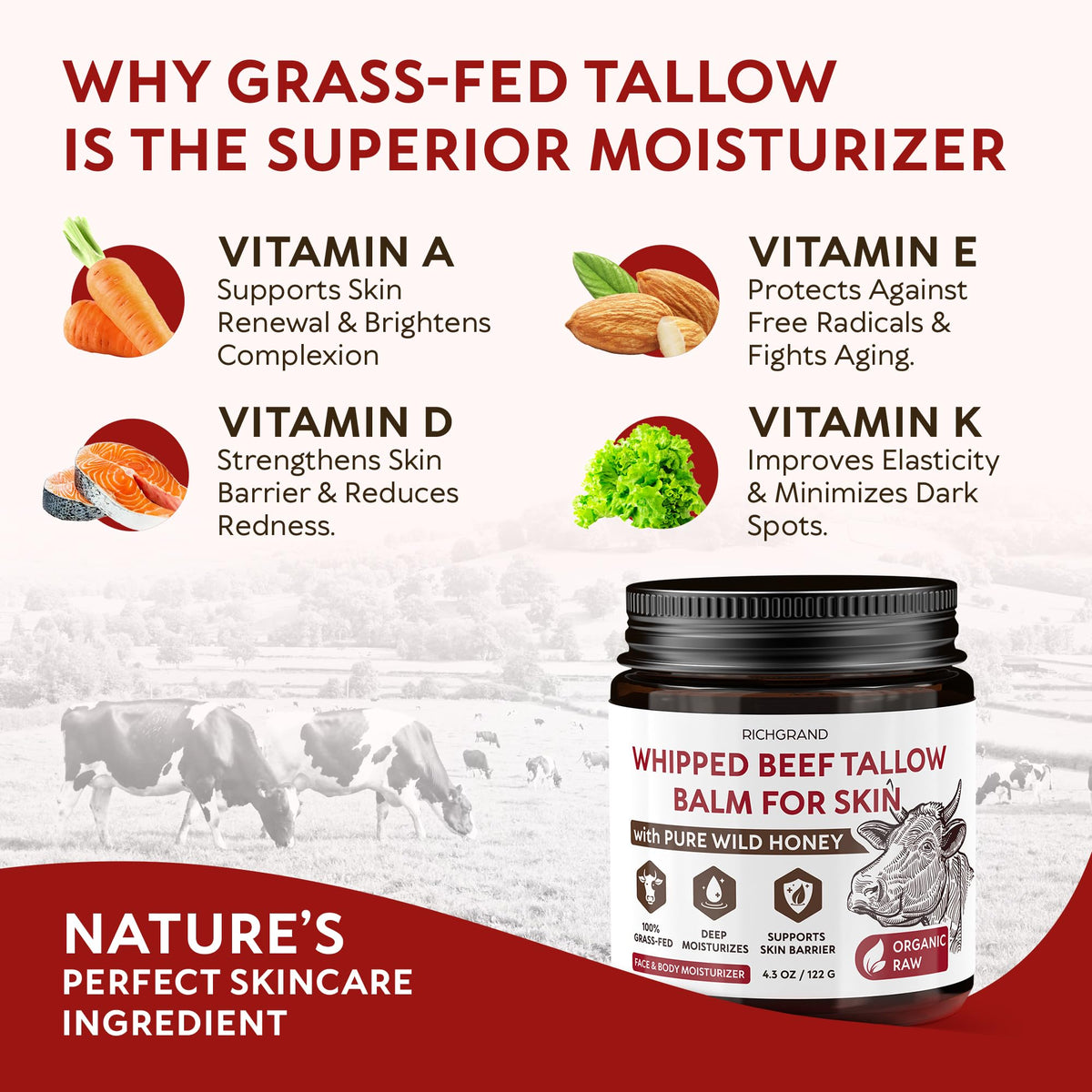 RICHGRAND Beef Tallow Whipped Balm application on skin