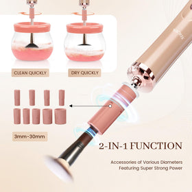 RICRIS brush cleaner with makeup brushes attached