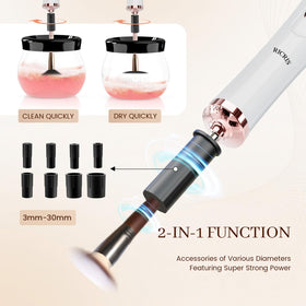 RICRIS makeup brush cleaner in use with brushes