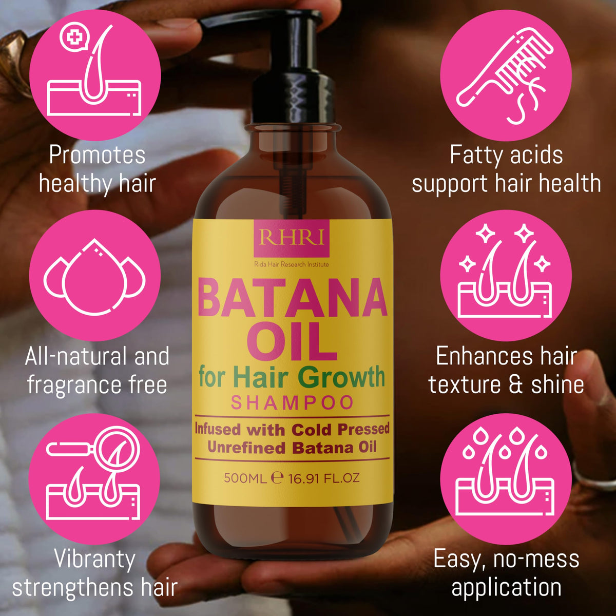 Rida Batana Oil Shampoo bottle side view