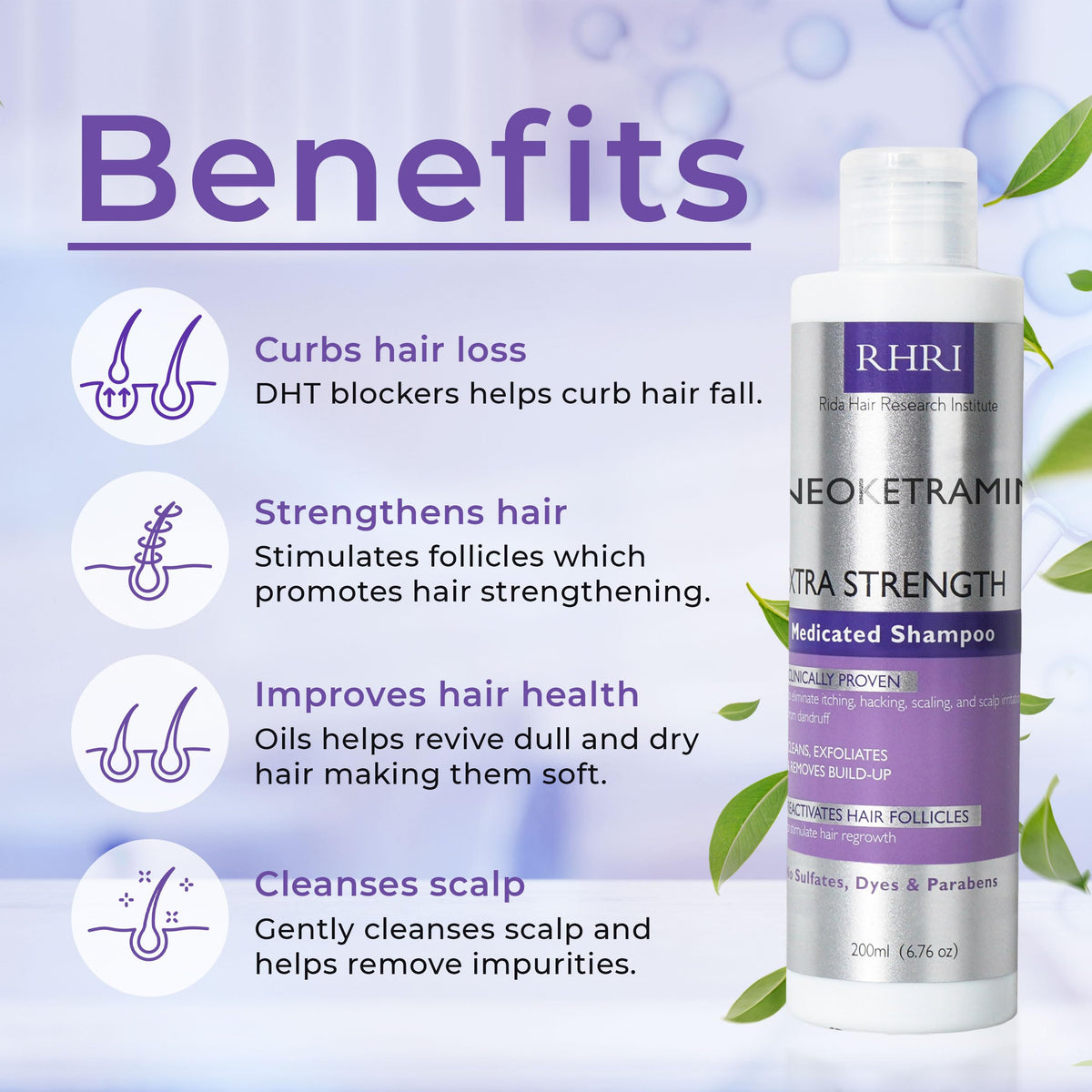 Rida Hair Research Institute Anti Fungal Shampoo 281g side view